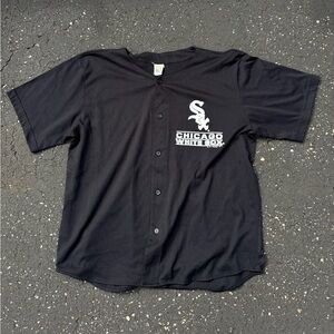 Vintage 90’s Chicago White Sox  Baseball Button Down Black T Shirt XL